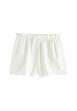 Vita, mjuka tygshorts med elastisk midja och dragsko. Har sidofickor och en avslappnad, loose fit.