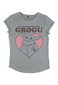 Star Wars STAR WARS: THE MANDALORIAN MY HEART BELONGS TO GROGU - Triko s potiskem - melange grey