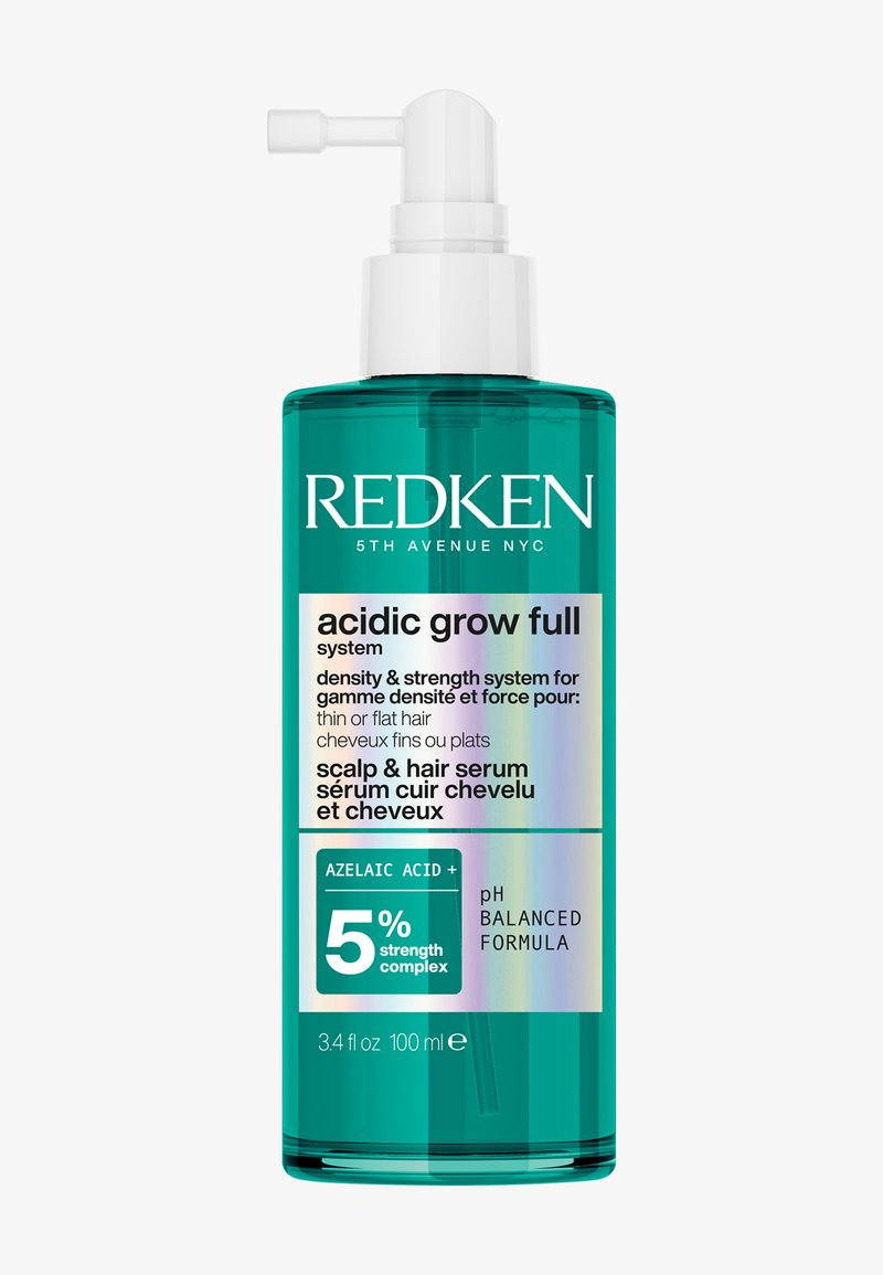 Redken Acidic Grow Full hode- og hårserum med 5 % azelainsyre, pH-balansert formel for tynt eller flatt hår, 100 ml pumpeflaske.