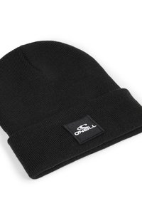 Black knit beanie with a folded cuff and a square logo patch that reads "ONEILL" in white text. Soft, textured material.