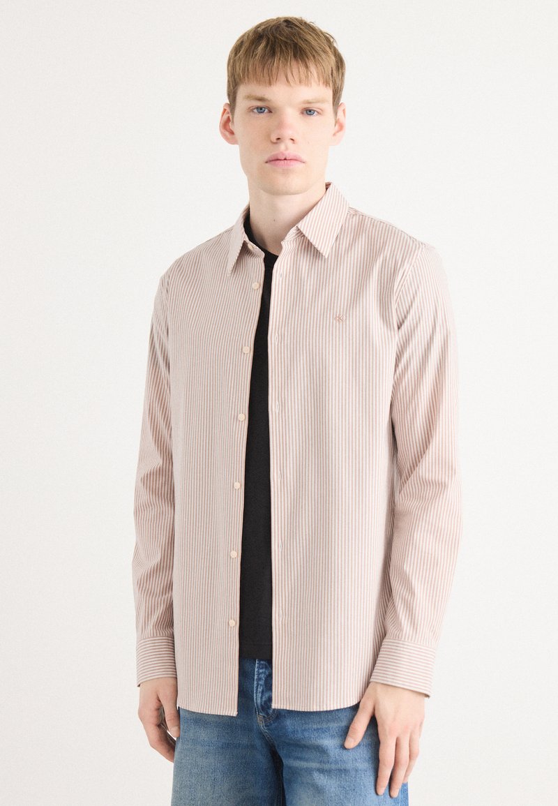 Calvin Klein THIN STRIPE STRETCH SLIM - Kauluspaita - stonehenge