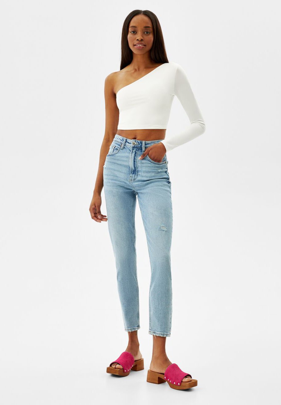 Bershka MOM - Jeans slim fit - blue denim/blu denim - Zalando.it