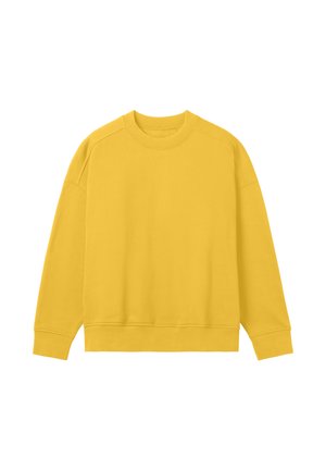 Geel sweatshirt van zacht materiaal, heeft een ronde hals, een drop shoulder-naad en ribgebreide manchetten en zoom voor een ontspannen pasvorm.