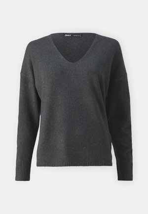 ONLY ONLRICA LIFE L/S V-NECK - Pullover - dark grey