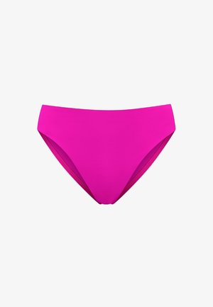 Magenta bikini bottom made of smooth fabric, featuring a low-rise cut with a minimalistic design and no visible hardware or patterns.