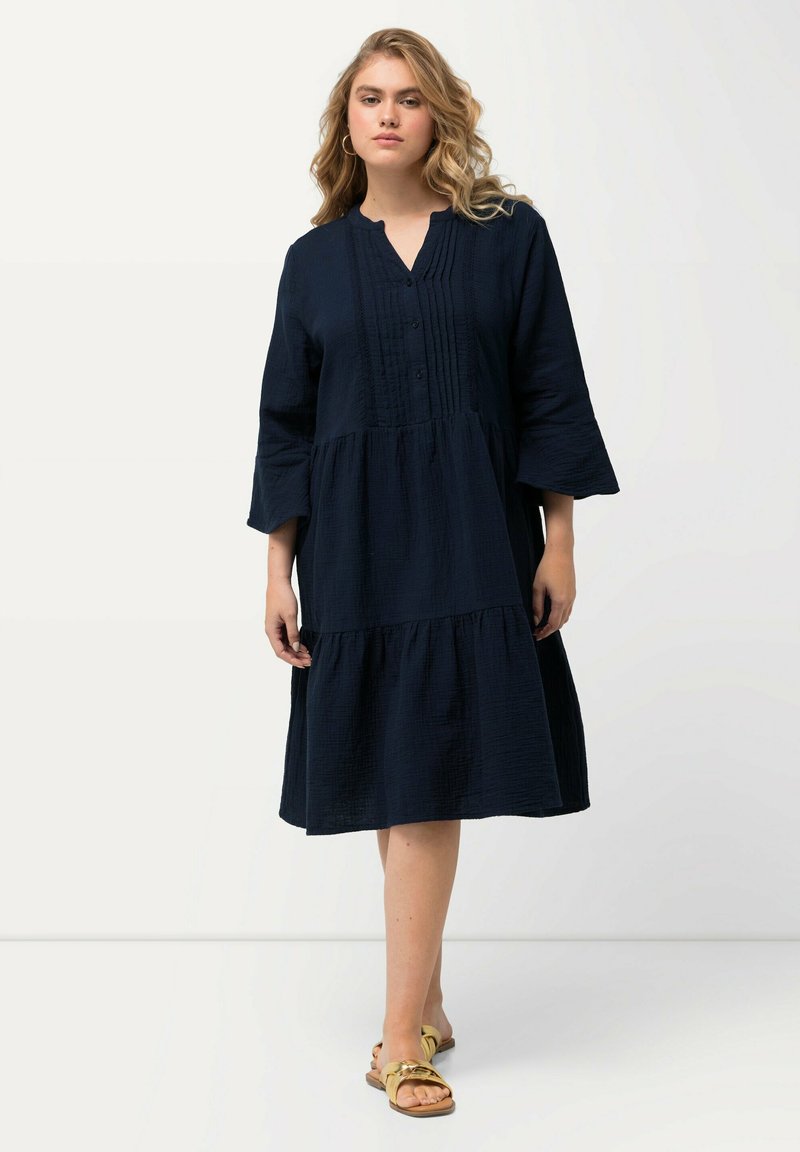 Ulla Popken TIERED BELL SLEEVE  - Vardagsklänning - dark blue
