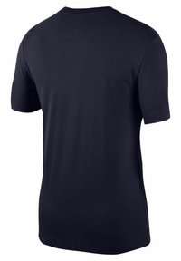 Short-sleeve, navy blue t-shirt made of cotton. Features a classic crew neck design with a smooth texture and no visible patterns or accents.