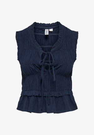 ONLY ONLGOA SS FRILL - Top - navy blazer