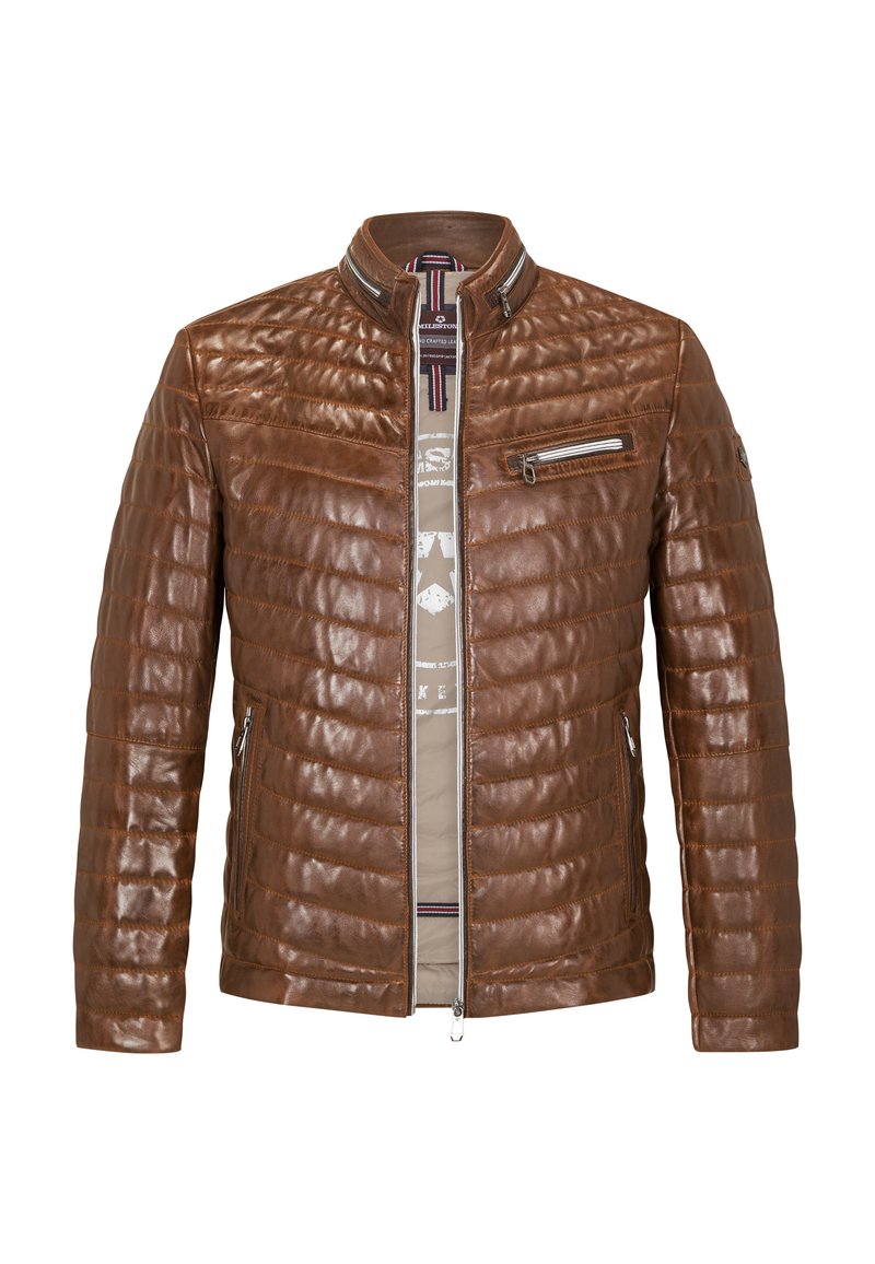 Milestone MS-DAMIANO - Lederjacke - dunkel cognac/cognac - Zalando.de 