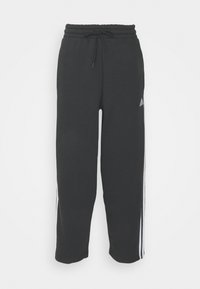 adidas Sportswear ESSENTIALS 3-STRIPES OPEN HEM FLEECE - Pantaloni de trening - black/white