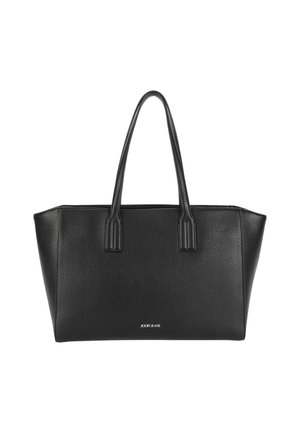 Black textured leather tote bag with two shoulder straps and "JOOP! JEANS" logo on front center.
