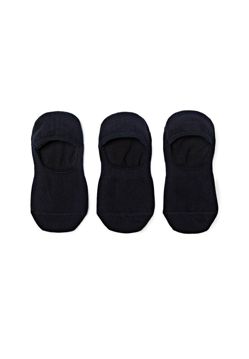 Chaussettes invisibles en coton noir avec un design sans couture. Présentent une forme basse, une texture douce et des ouvertures élastiques pour un ajustement confortable.