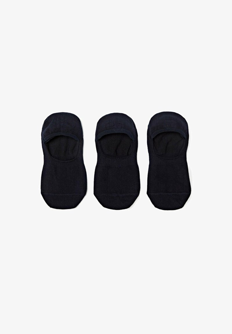 Calzini no-show in cotone neri con un design senza cuciture. Presentano una forma a taglio basso, una texture morbida e aperture elastiche per una vestibilità aderente.