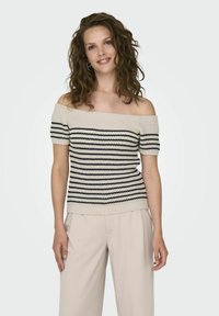JDY SCHULTERFREI - T-shirts print - ecru