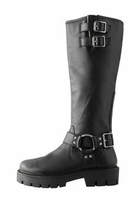 Čižmy na platforme - black leather