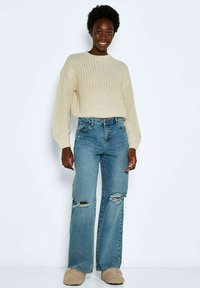 Noisy May NMCHARLIE O NECK STRIPE - Camisola - pearled ivory