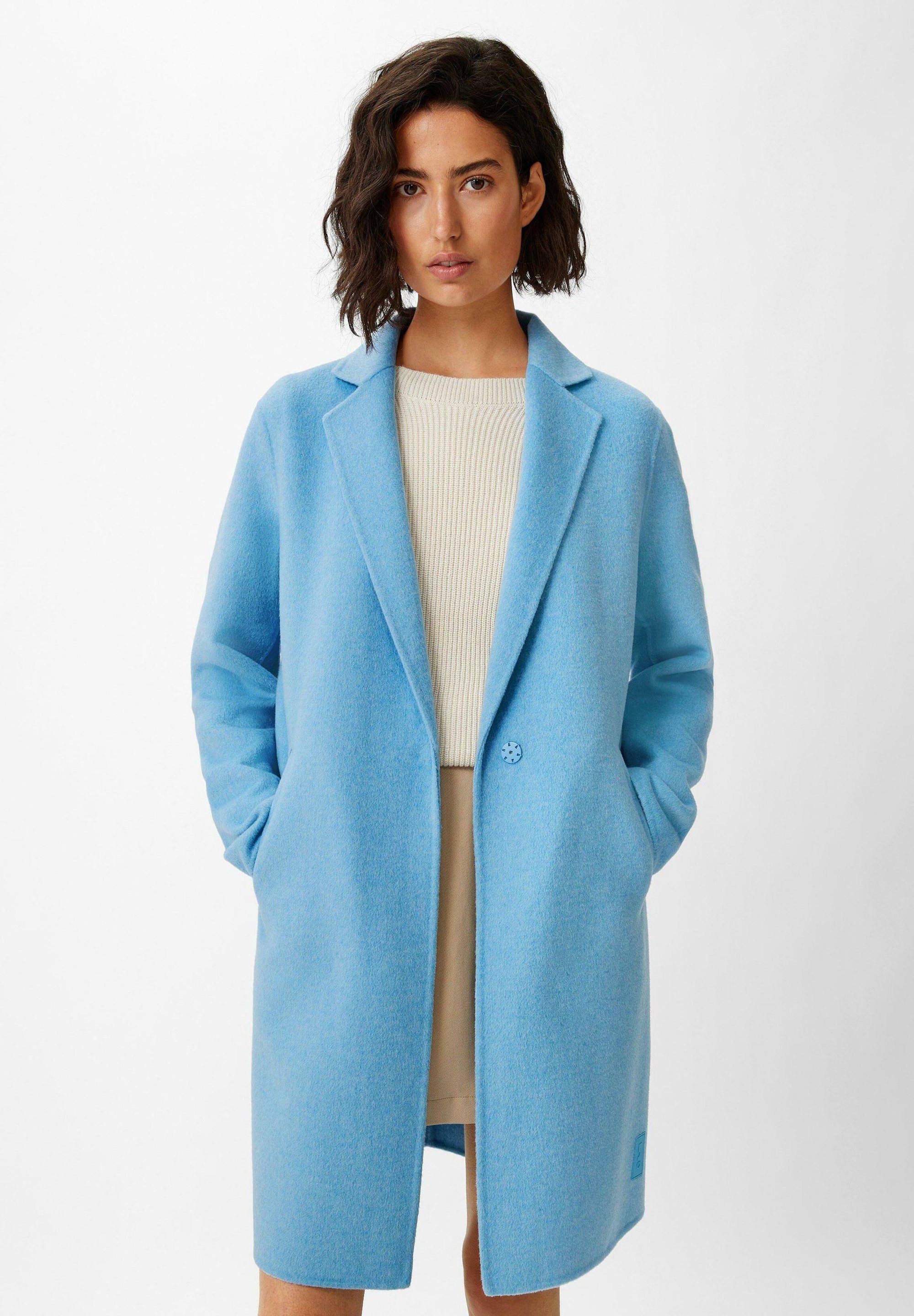 Outfit Hellblauer Wollmantel Bruno Manetti Double-Face Mantel In