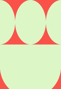 Γεωμετρικό γραφικό που περιλαμβάνει δύο μεγάλες ανοιχτό πράσινες οβάλ και ένα κοραλλί φόντο, δημιουργώντας ένα στρωματοποιημένο μοτίβο με απαλές καμπύλες.