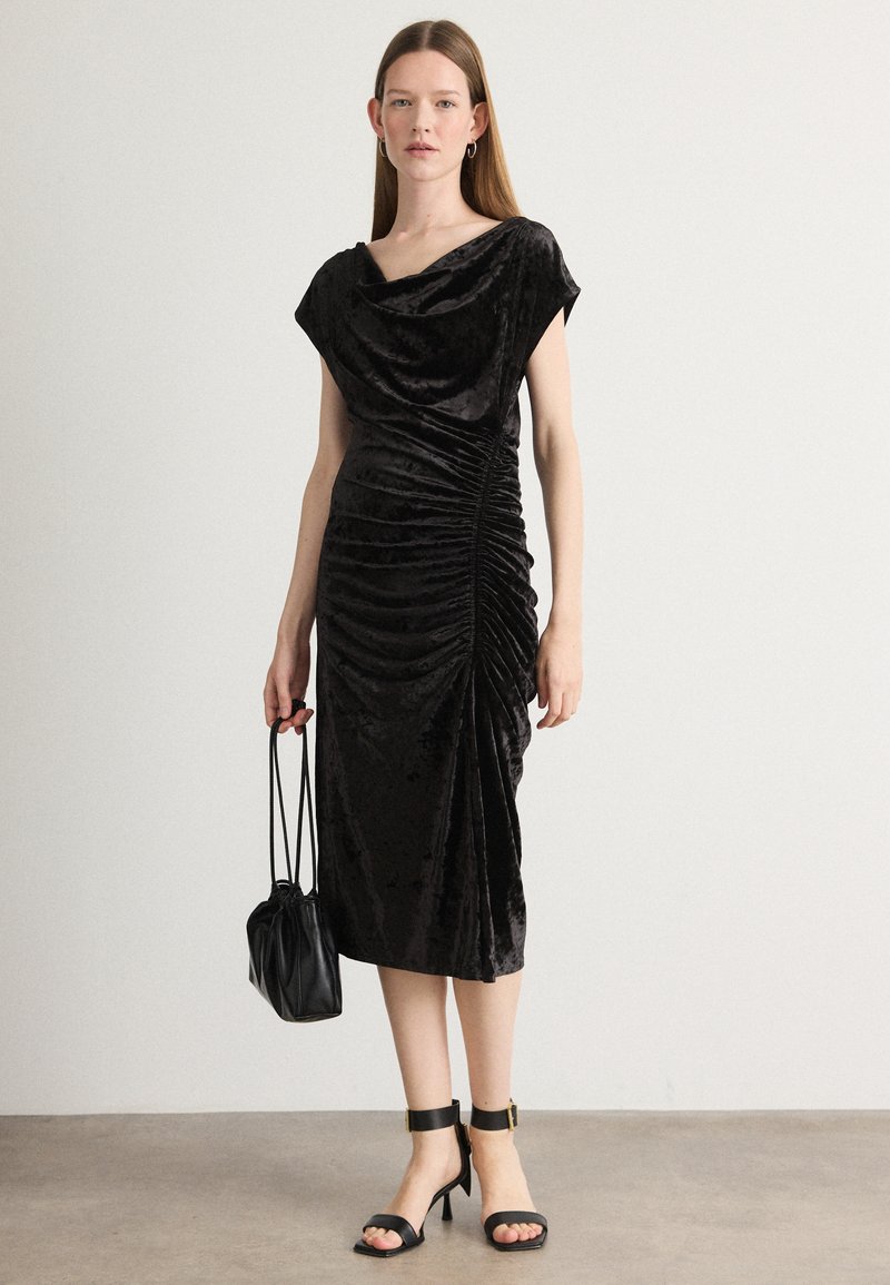 DKNY RUCHED MIDI - Cocktail dress / Party dress - black