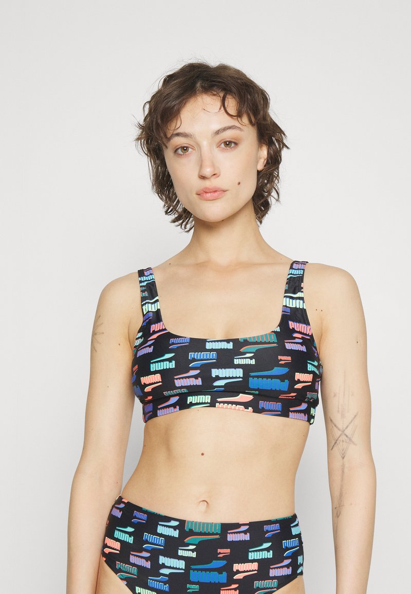 Puma PUMA SWIM WOMEN PRINTED SCOOP NECK TOP - Bikini-Top - black combo/schwarz - Zalando.de