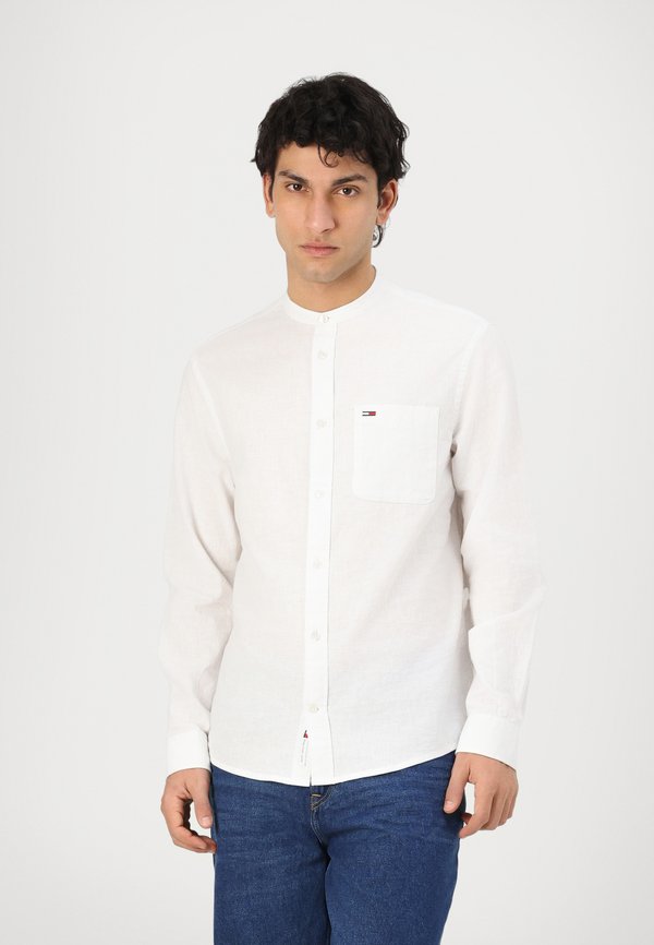 LINEN MIX BAND COLLAR - Shirt - ecru
