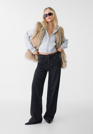WITH RHINESTONES - Jeans baggy - black denim
