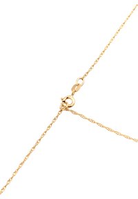 Guld kædearmbånd med en delikat snoet design, der har en kraftig clasp for sikker lukning. Glat tekstur og skinnende overflade.