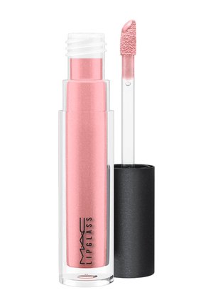 Le Lipglass de MAC dans un tube transparent avec un gloss rose irisé. Comprend un applicateur transparent avec un embout texturé. Capuchon noir.