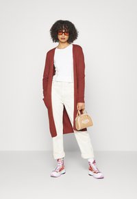 VILA VIRIL LONG CARDIGAN - Kardigán - fired brick/dark melange