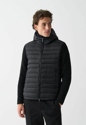 HOODED WITH KNIT SLEEVES - Übergangsjacke - black