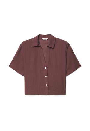 Calliope, CAMICIA TINTA UNITA - Button-down blouse - marrone
