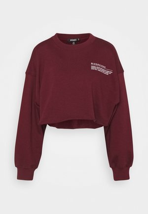 CROPPED RAW HEM - Felpa - burgundy