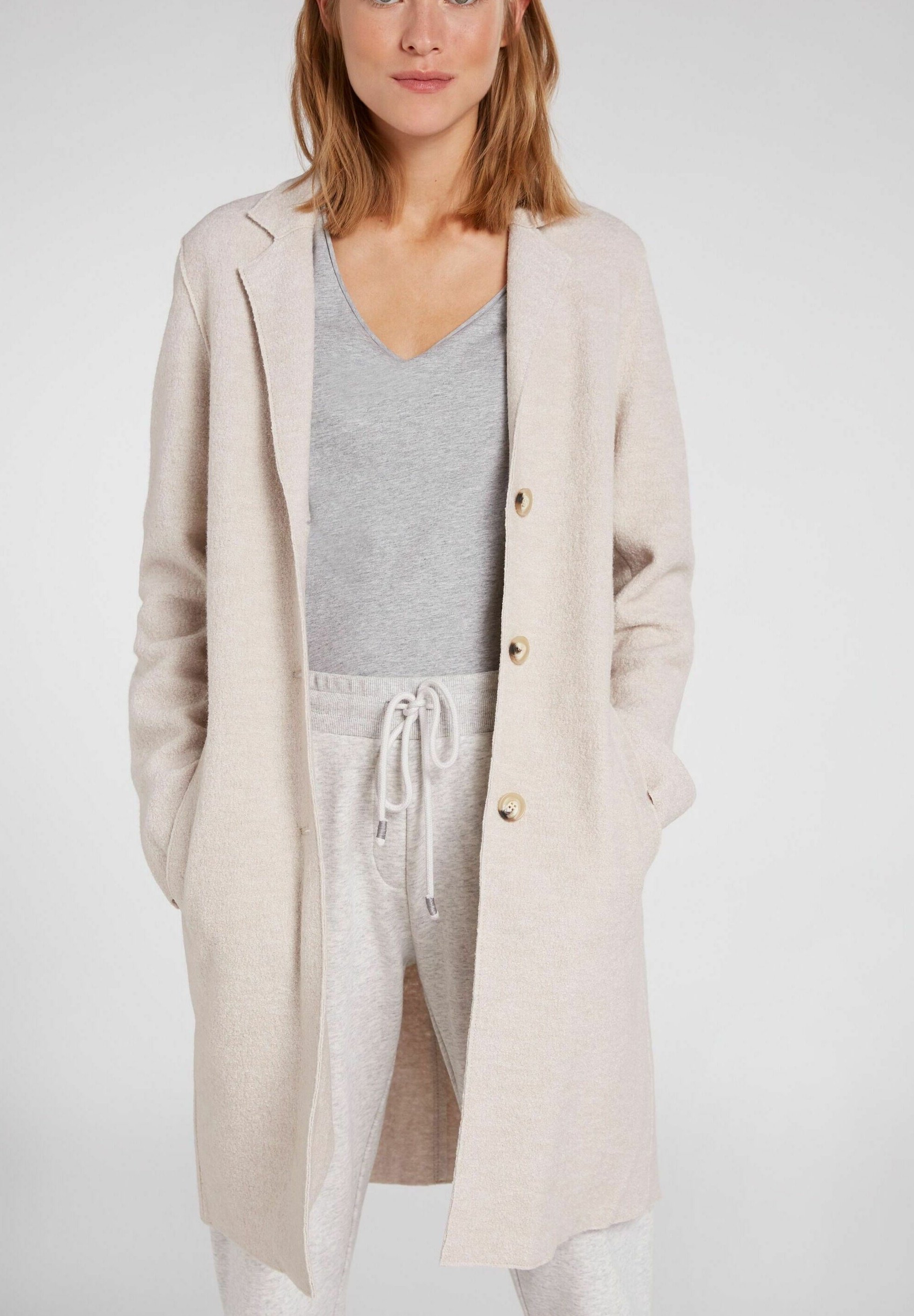 Oui MAYSON - Halflange jas - stone melange/graniet - Zalando.nl