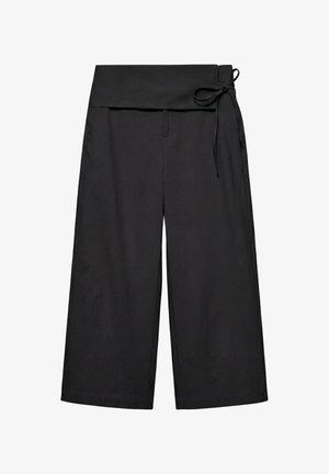 PULL&BEAR, WITH SASH AND SIDE TIE - CULOTTES - Pantalon classique - black