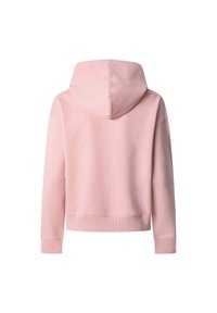 Felpa con cappuccio rosa dal design cropped, con polsini e orlo a coste, realizzata in materiale morbido, dalla superficie liscia e senza motivi visibili.