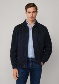 Hackett London Kožnata jakna - midnight blue