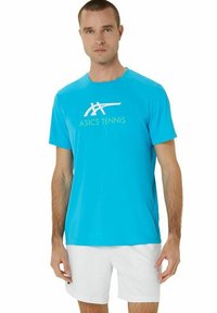 ASICS COURT GRAPHIC - Camiseta estampada - digital aqua brilliant white
