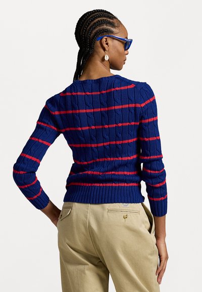 Polo Ralph Lauren STRIPED  CABLE KNIT COTTON SWEATER - Pulover - blue/red
