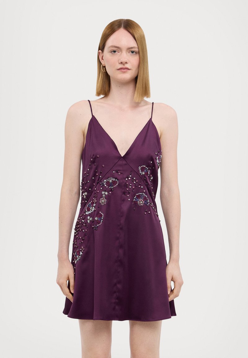 sachin and babi light blue dress Open-Back Short Beaded Purple Party Dress