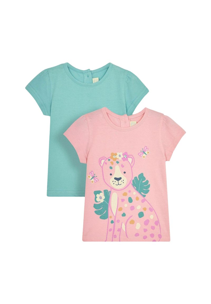 JoJo Maman Bébé 2-PACK REGULAR FIT - Apdrukāts T-krekls - pink cheetah duck egg blue