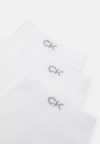 Tre par hvite bomullssokker med en myk tekstur, som har et lys grått "CK"-logo brodert på mansjettene.