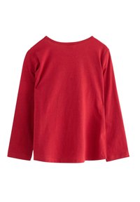Rød langærmet t-shirt i blødt, letvægtsbomuld. Har rund halsudskæring og afslappet pasform, uden synlige mønstre eller accenter.