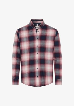 Langdurige, geruite overhemden met lange mouwen in rood, marineblauw en grijs. Gemaakt van katoen, met een button-down kraag en een enkele borstzak.