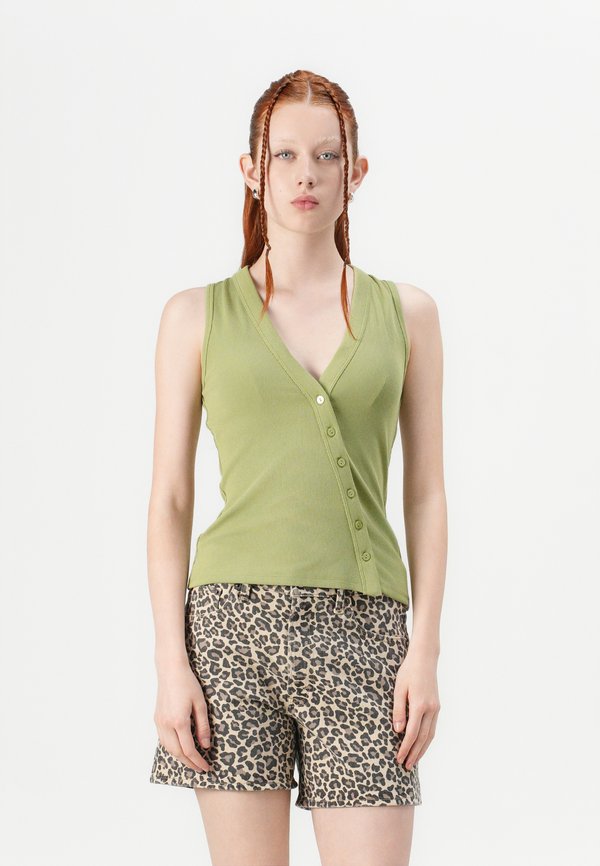 BARE POWDERED BUTTON THROUGH LONGLINE VEST - Waistcoat