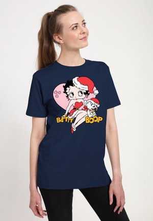 BETTY BOOP CHRISTMAS AND PUDGY HEART - Camiseta estampada - navy blue