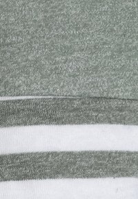 Olive green and white striped fabric with a soft texture; features a subtle heather pattern in the green area and a smooth white finish.