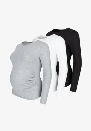 M.M.C. 3 PACK - Maglietta a manica lunga - schwarz weiß hellgrau