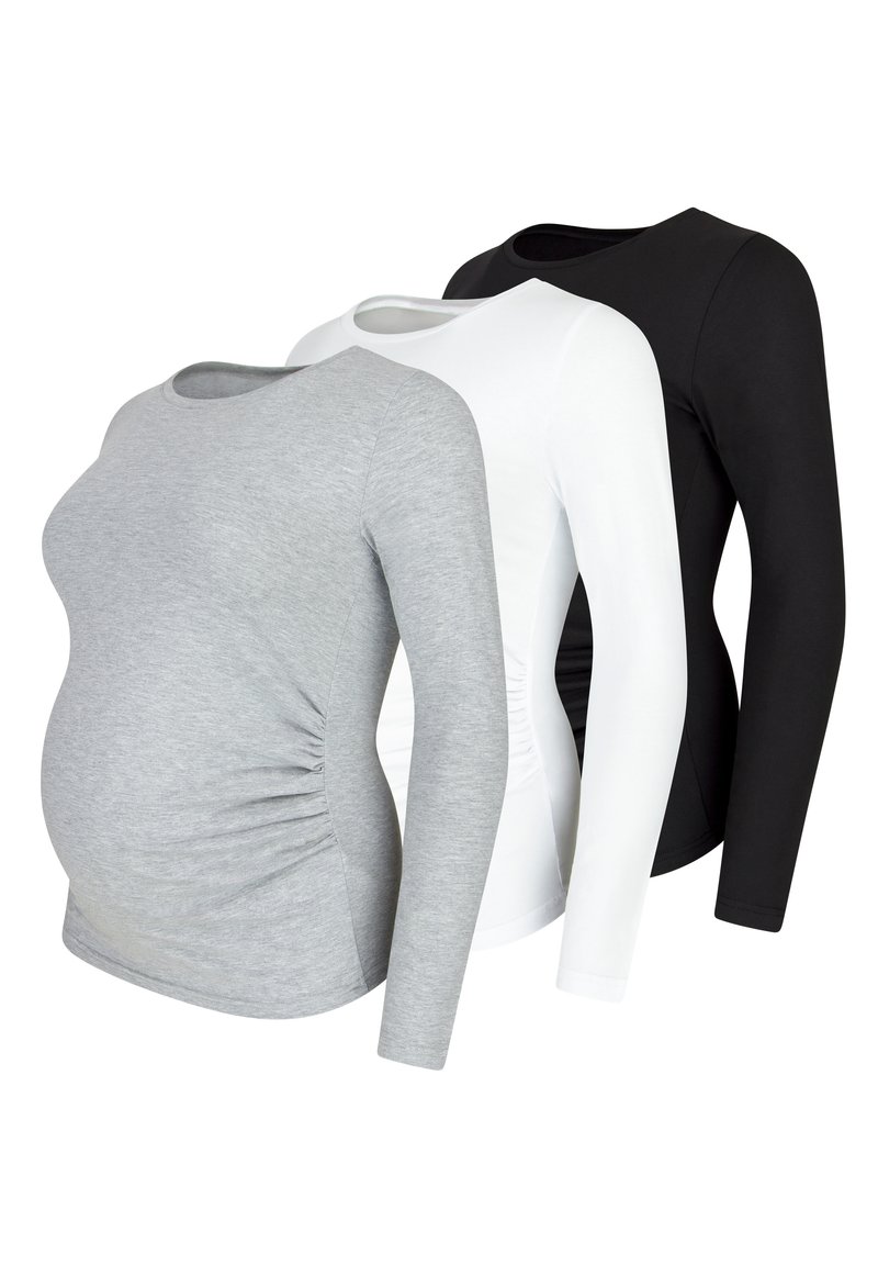 M.M.C. 3 PACK - Langarmshirt - schwarz weiß hellgrau