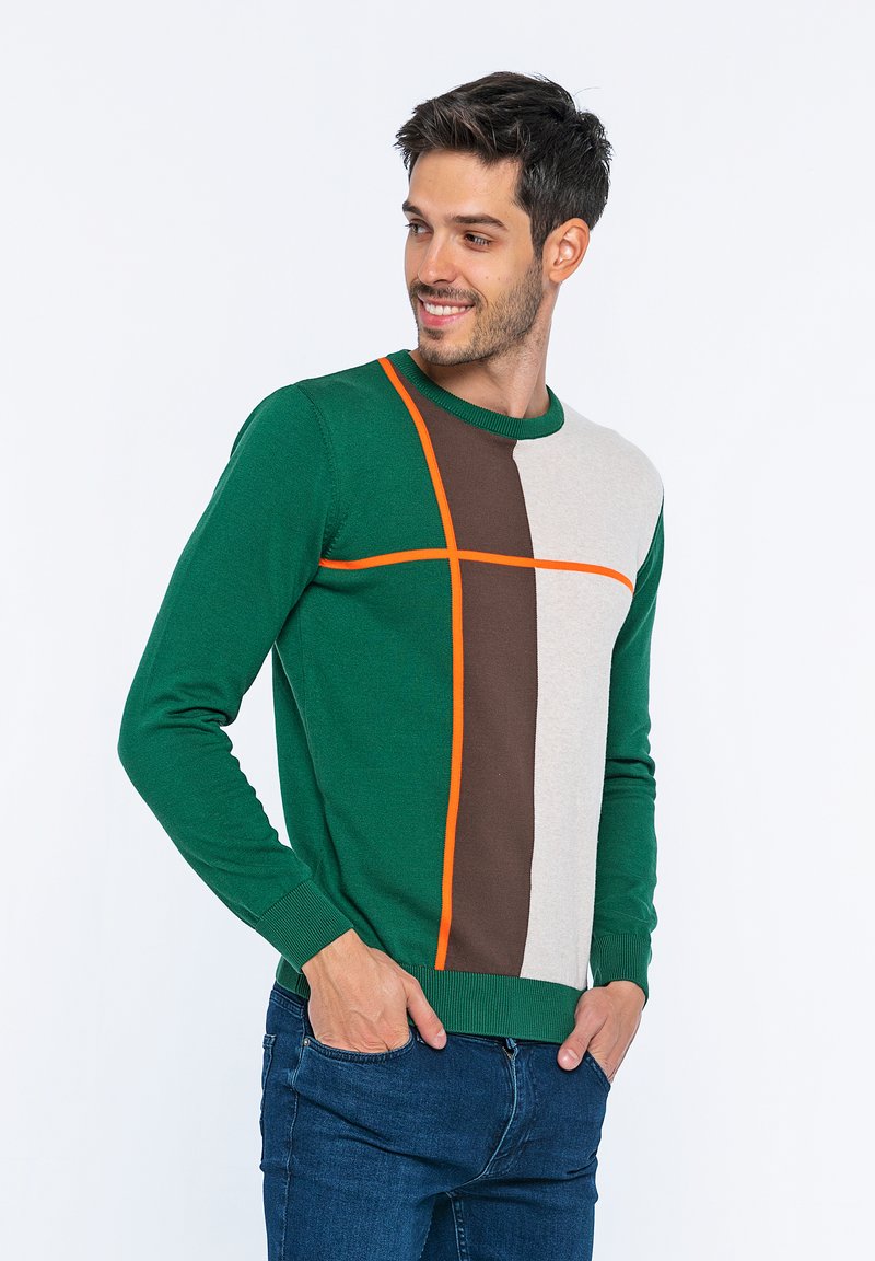 Herren Strickjacken | Felix Hardy Strickpullover green/beige/grün - LZ10841 Herren Strickjacken | Felix Hardy Strickpullover green/beige/grün - LZ10841