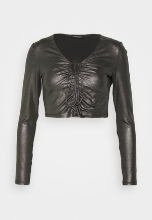 Even&Odd Petite Long sleeved top - black/silver